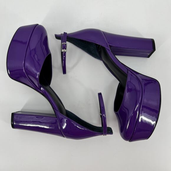 Marc Fisher Lucah Ankle Strap Platform Pump Womens 7.5M Purple Patent Leather - Picture 6 of 10
